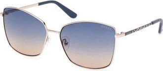 Guess Accessoires, Dames, Geel, ONE Size, Gu 00149 Geometrische Zonnebril met Metalen Montuur