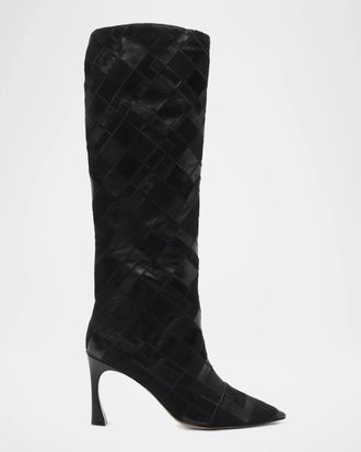 Alexandre Birman 85mm Annelise Patchwork Leather Knee-High Boots