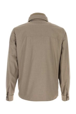 Moorer Mens Jacquard Overshirt Jacket Beige Polyester Viscose