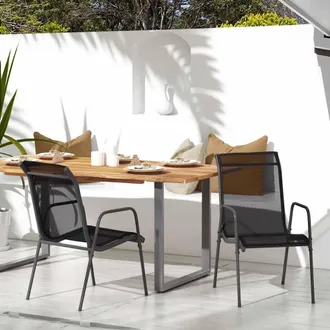 vidaXL Vidaxl - Sillas De Jard&iacute;n 2 Unidades Acero Y Textilene Negro