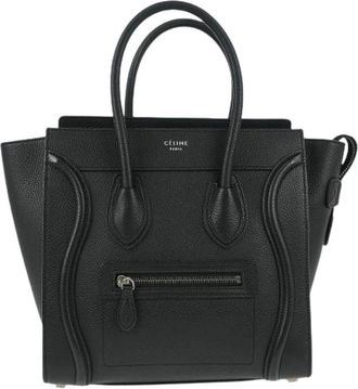 Celine Pre-owned Handbags, female, Black, Size: ONE SIZE Pre-owned Vintage Leather Handbag