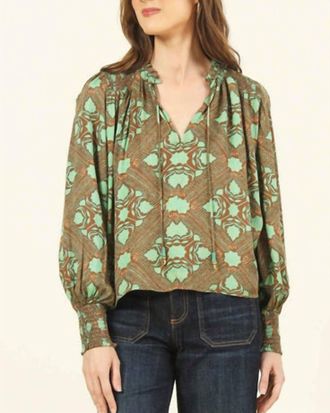 Fifteen Twenty Anouk Ruffle Neck Blouse In Addison Julep