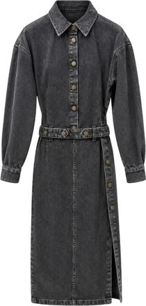Akep Lange Denim Jurk - Dames - Shirt Kleedjes - Grijs - XS - Denim - Kleedjes