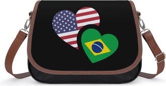 Generic Brazil & US Flag Fashion Womens Crossbody Bags Novelty Handbag Shoulder Bag Purse