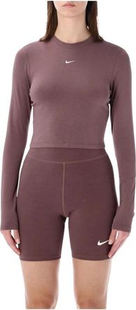 Nike Top corto a maniche lunghe Chill Knit Slim - - Sport - Donna - Marrone - L