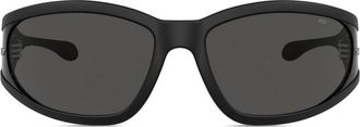 Diesel logo-plaque wraparound sunglasses - unisex - Plastic - One Size - Black