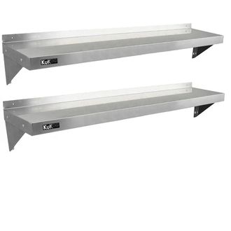 MonsterShop 2 x KuKoo Stainless Steel Shelves 1500mm x 300mm in Silver
