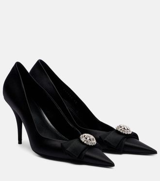Balenciaga Avenue Palazzo 90 embellished satin pumps