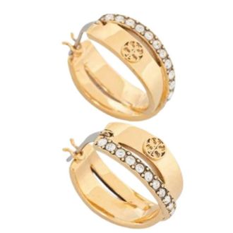 Tory Burch Icon Pav&eacute; Hoops - Dames - Oorbellen - Geel - ONE Size - Accessoires