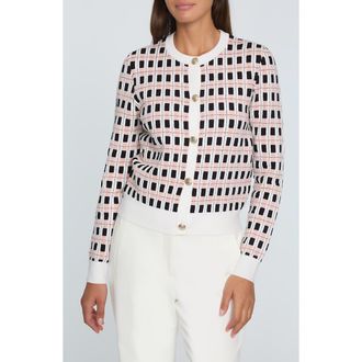 Elie Tahari The Loxley Cardigan in Blush Rose Combo at Nordstrom Rack, Size Medium