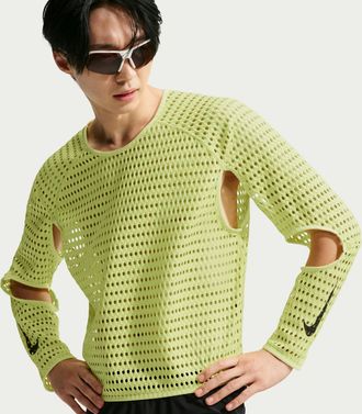 Nike Mens Radical AirFlow Aero-FIT Long-Sleeve Running Top in Yellow | IX6070-736