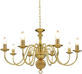 vidaXL Chandelier Golden 8 x E14 Bulbs Vidaxl