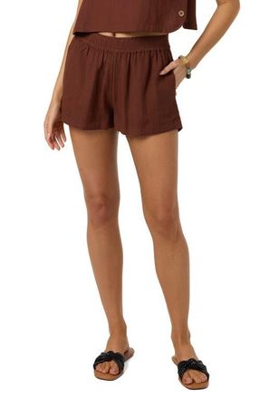 O'Neill Sanders Smocked Waist Shorts in Coconut Brown at Nordstrom, Size X-Small