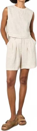 Apricot Pleated Mini Shorts In Stone