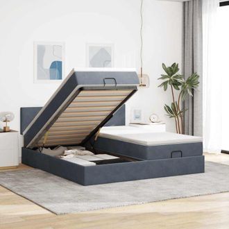 vidaXL Estructura Cama Otomana Colchones Terciopelo Gris Oscuro Vidaxl