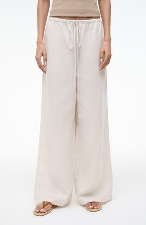 Staud Mateo Mid Rise Linen Pants in Natural at Nordstrom, Size X-Small