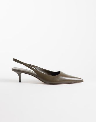 Mango Scarpe con tacco e cinturino posteriore kaki-Verde