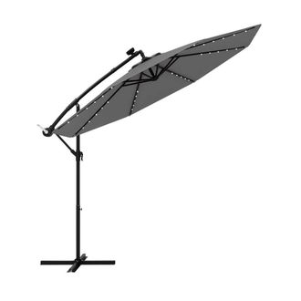 Costway Costway 294 cm Solar Patio Offset Umbrella Cantilever Umbrella in Grey