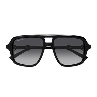 Gucci Sunglasses, unisex, Black, Size: 55 MM Pilot Sunglasses