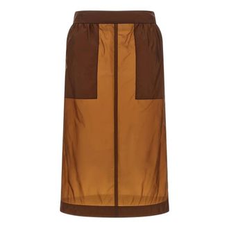 Saint Laurent Pencil Skirt in Nylon - female - Saint Laurent - Midi Skirts - Brown - S - Skirts