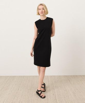 Pact Organic Cotton Soft-Slub Essential Easy Muscle Tee Dress in Black at Nordstrom, Size Xx-Large