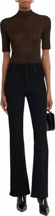Frame Denim Lurex Mock Neck Top In Americano
