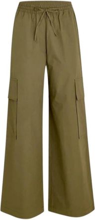 Margaux Lonnberg Cargo Elastische Taille Broek met Zakken - Dames - Wijde Broeken - Groen - XS - Katoen - Broeken