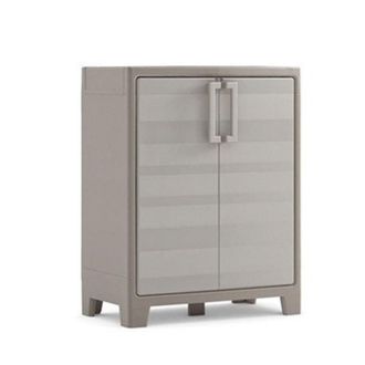 Keter Armario Bajo Resina Dos Puertas Tres Baldas Beige Gulliver 80x44x H100 Cm