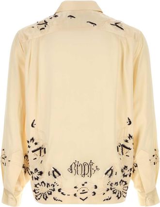 Bode Mens Long Shirt Beige Silk