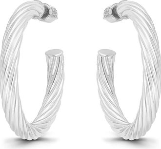 Christian Siriano Twist 30mm Hoop Earrings in Silver at Nordstrom Rack