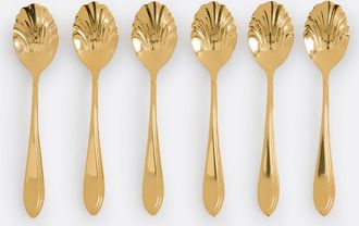 La Redoute Interieurs Set van 6 koffielepels, schelpvorm, in roestvrij staal, Ilage