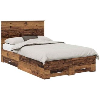 vidaXL Bed Frame with Headboard Old Wood 120 x 190 cm Engineered Wood vidaXL