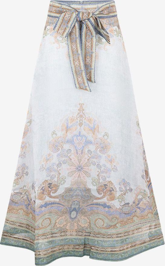Zimmermann Maxirock aus Leinen und Seide Eden Blue Paisley