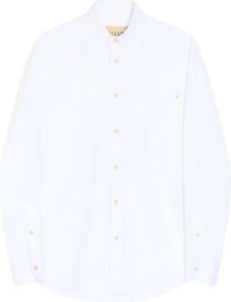 Valentino Oxford Katoenen Overhemd met VGold - Heren - Casual Overhemden - Wit - XL - Katoen - Overhemden