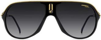 Carrera Safari 62mm Oversize Gradient Rectangular Sunglasses in Black Gold/Dark Grey Sf at Nordstrom