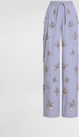 Dolce & Gabbana Poplin Trousers With Floral Embroidery - Woman Pants And Shorts Multi-colored 40