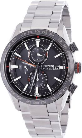 Citizen Attesa Perpetual Chronograph Eco-Drive Black Dial Mens Watch AT8189-61E
