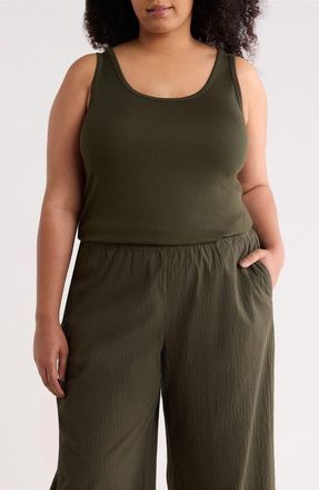 Eileen Fisher Scoop Neck Organic Cotton Tank in Seaweed at Nordstrom, Size 3X