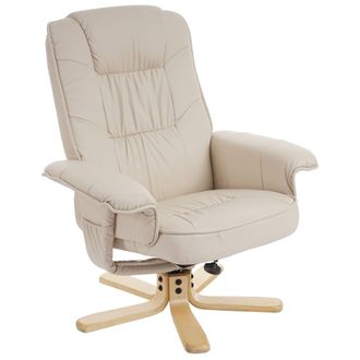 Hhg Hhg - Sill&oacute;n Reclinable Sill&oacute;n Tv Sill&oacute;n Sin Taburete M56 Piel Sint&eacute;tica Certificado Mvg, Crema