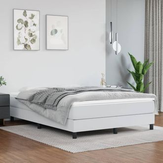vidaXL Vidaxl - Cama Box Spring Con Colch&oacute;n Cuero Sint&eacute;tico Blanco 140x200cm