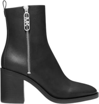 Michael Kors Regan Mid Ankle Boot - Dames - Laarzen met Hak - Zwart - 36 EU - Leer - Schoenen