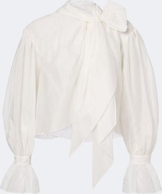 Polo Ralph Lauren Tie-detail cotton and silk organdy blouse