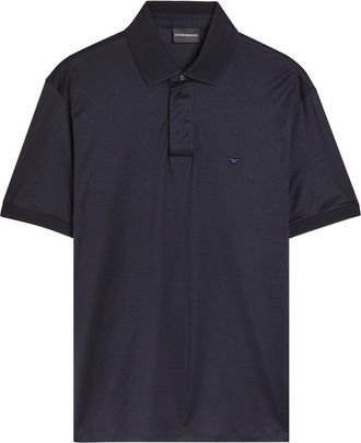 Emporio Armani Logo-embroidered Jersey Polo Shirt - Navy - XL