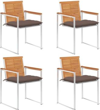 vidaXL Sillas De Jard&iacute;n Y Cojines 4 Unidades Madera Maciza De Acacia Vidaxl