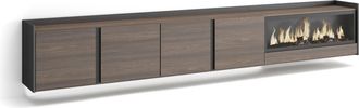 Skraut Home Skraut Home - Mueble Tv, Televisi&oacute;n, Muebles De Sal&oacute;n, Almacenaje, 315x35x50cm, Para Tv Hasta 80, Chimenea El&eacute;ctrica Xxl, Colgado, Suspendido, Led, Es