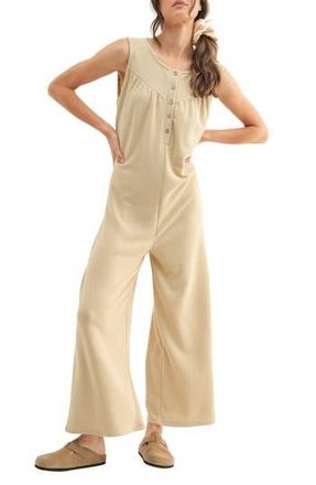 Wishlist Rib Knit Wide Leg Jumpsuit in Natural at Nordstrom Rack, Size Medium