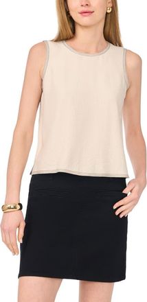 Vince Camuto Topstitch Detail Woven Tank in Soft Cream at Nordstrom, Size Medium