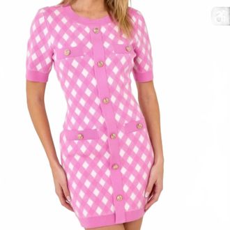 endless rose Gingham Knit Minidress In Pink