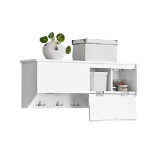SoBuy Sobuy - Perchero De Pared Con 2 Puertas Y 5 Ganchos Estante De Pared Para Pasillo Entrada 78 X 20 X 30 Cm Fhk24-w Es