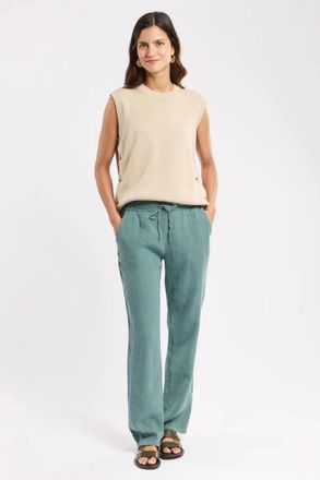 Armor Lux Drawstring Linen Pant In Silver Pine